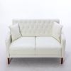 Lvory PU Leather Sponge Sofa, ,Removable Wooden Feet ,Tufted Buttons