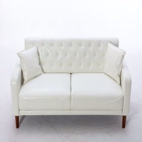 Lvory PU Leather Sponge Sofa, ,Removable Wooden Feet ,Tufted Buttons