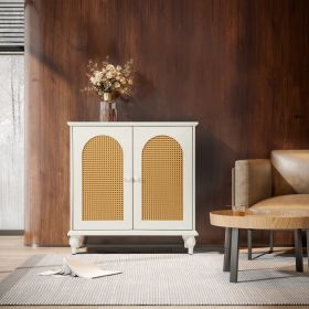 Rattan Storage Cabinet with Doors and Shelves, Rattan Sideboard and Buffet with Storage,and Adjustable Shelves, Free Standing Cabinet for Entryway, Li