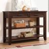 Console Sofa Table with 2 Storage Drawers and 2 Tiers Shelves, Mid-Century Style 42'' Solid Wood Buffet Sideboard for Living Room Furniture Kitchen Di