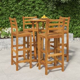 5 Piece Patio Dining Set Solid Wood Acacia