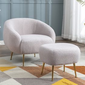 Orisfur. Modern Comfy Leisure Accent Chair, Teddy Short Plush Particle Velvet Armchair with Ottoman for Living Room