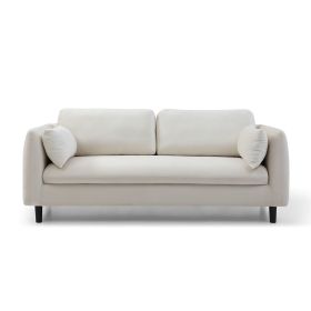 Pillowed Back Cushions and Rounded Arms, Durable Modern Upholstered Fabric Sofa for Home, Apartment, Dorm