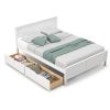 Full Size Bed Frame with Storage Drawers and Solid Wood Headboard
