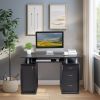 FCH 115* 55*74cm Black PB Wood 15mm Portable 1pc Door with 3pcs Drawers Computer Desk