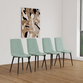 Dining Chairs Set of 4,Modern Kitchen Dining Room Chairs,Upholstered Dining Accent Chairs in linen Cushion Seat and Sturdy Black Metal Legs(Light Gree