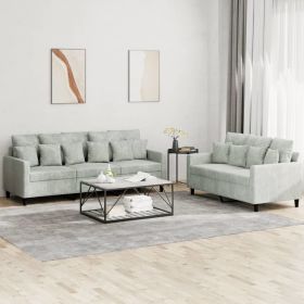 2 Piece Sofa Set with Cushions Light Gray Velvet