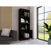DEPOT E-SHOP Dozza Bookcase, Three Shelves, Double Door Cabinet, Metal Hardware, Black