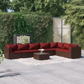 8 Piece Patio Lounge Set with Cushions Poly Rattan Brown