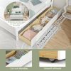 Full Size Bed Frame with Storage Drawers and Solid Wood Headboard