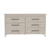 Hms 6 Drawer Double Dresser, Four Legs, Superior Top, Six Drawers -Light Gray