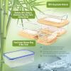 Fresh Guard 4 Pack Glass Food Storage Containers with Bamboo Lids, Glass Meal Prep Containers,Airtight Glass Bento Boxes with Bamboo Lids, Safe for Mi