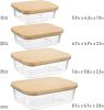Fresh Guard 4 Pack Glass Food Storage Containers with Bamboo Lids, Glass Meal Prep Containers,Airtight Glass Bento Boxes with Bamboo Lids, Safe for Mi