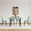 Dining Chairs Set of 4,Modern Kitchen Dining Room Chairs,Upholstered Dining Accent Chairs in linen Cushion Seat and Sturdy Black Metal Legs(Light Gree