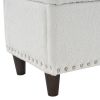 51 Inches 131*41*42cm Teddy Velvet With Storage Copper Nails Bedside Stool Footstool Off-White