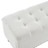 51 Inches 131*41*42cm Teddy Velvet With Storage Copper Nails Bedside Stool Footstool Off-White