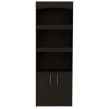 DEPOT E-SHOP Dozza Bookcase, Three Shelves, Double Door Cabinet, Metal Hardware, Black