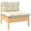 11 Piece Patio Lounge Set with Cream Cushions Pinewood