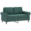 2 Piece Sofa Set with Cushions Dark Green Velvet