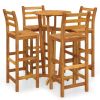 5 Piece Patio Dining Set Solid Wood Acacia