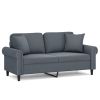 2-Seater Sofa with Throw Pillows Dark Gray 55.1" Velvet