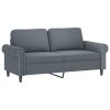 2-Seater Sofa with Throw Pillows Dark Gray 55.1" Velvet