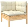 11 Piece Patio Lounge Set with Cream Cushions Pinewood