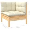 11 Piece Patio Lounge Set with Cream Cushions Pinewood