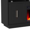Bridgevine Home Sunset 83 inch Electric Fireplace TV Stand for TVs up to 95 inches, Black Finish