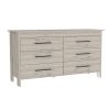 Hms 6 Drawer Double Dresser, Four Legs, Superior Top, Six Drawers -Light Gray