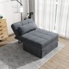 Living Room Bed Room Metal Frame with Dark Grey Upholstery Recliner Bed Ottoman