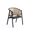 Manhattan Comfort Versailles Armchair in Black and Natural Cane