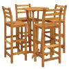 5 Piece Patio Dining Set Solid Wood Acacia