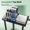 Towel Racks for Bathroom Wall Mounted, 3 Bars Metal Towel Holder with Top Shelf and 3 Hooks, Black Bath Towel Storage for Small Bathroom Organizer Dec