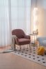 Modern Soft Teddy fabric Ivory Ergonomics Accent Chair Living Room Chair Bedroom Chair Home Chair With Gold Legs And Adjustable Legs For Indoor Home