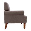 Cotton Accent Chair Mid-Century Modern Living Room Armchair with Nailhead Trim & Wood Legs Comfy Upholstered Single Sofa Chair for Lounge/Bedroom/Rece