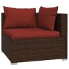 8 Piece Patio Lounge Set with Cushions Poly Rattan Brown