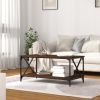 Coffee Table Brown Oak 39.4"x19.7"x17.7" Engineered Wood and Iron