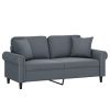 2-Seater Sofa with Throw Pillows Dark Gray 55.1" Velvet