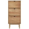 Shoe Cabinet OTTA with 3 Drawers Brown Solid Wood Pine