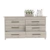 Hms 6 Drawer Double Dresser, Four Legs, Superior Top, Six Drawers -Light Gray