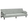 Sofa Bed with Armrests Light Gray Velvet