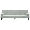 Sofa Bed with Armrests Light Gray Velvet