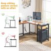 L-Shaped Desktop Computer Desk with Power Outlets & Shelf Tiger wood