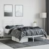 Metal Bed Frame with Headboard White 53.1"x74.8"