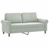 2 Piece Sofa Set with Pillows Light Gray Velvet