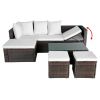 4 Piece Patio Lounge Set with Cushions Poly Rattan Brown