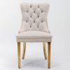 A&A Furniture,Nikki Collection Modern, High-end Tufted Solid Wood Contemporary Velvet Upholstered Dining Chair with Golden Stainless Steel Plating Leg