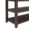 TREXM Retro Design Console Table with Two Open Shelves, Pine Solid Wood Frame and Legs for Living Room (Espresso)