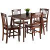 Shaye 5-Pc Dining Table with Slat Back Chairs; Walnut